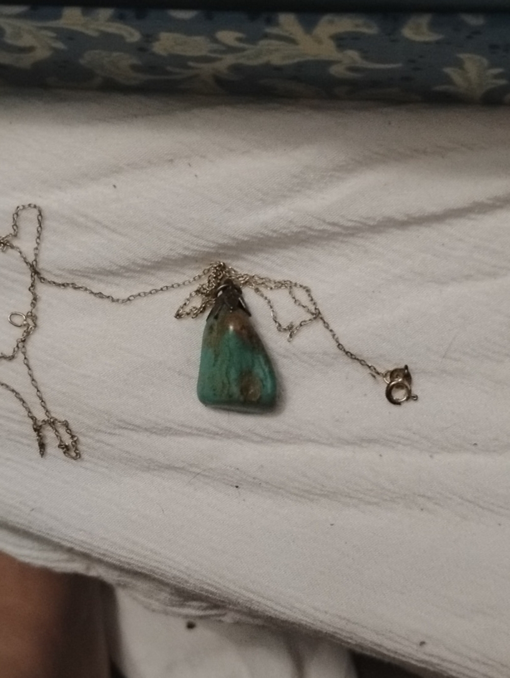 Turquoise Stone Pendant Necklace - Gold Chain